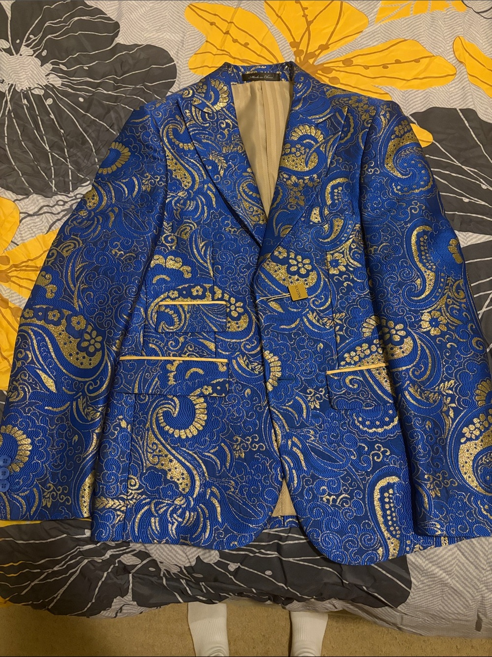 Men's Blue & Gold Paisley Blazer
